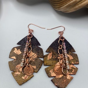 Copper Flake Earrings: Anishinaabe Native American Made image 4