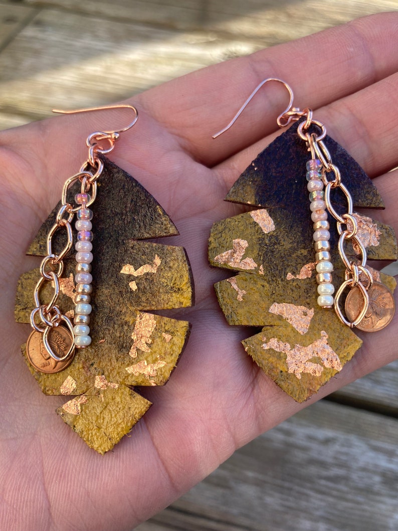 Copper Flake Earrings: Anishinaabe Native American Made image 7