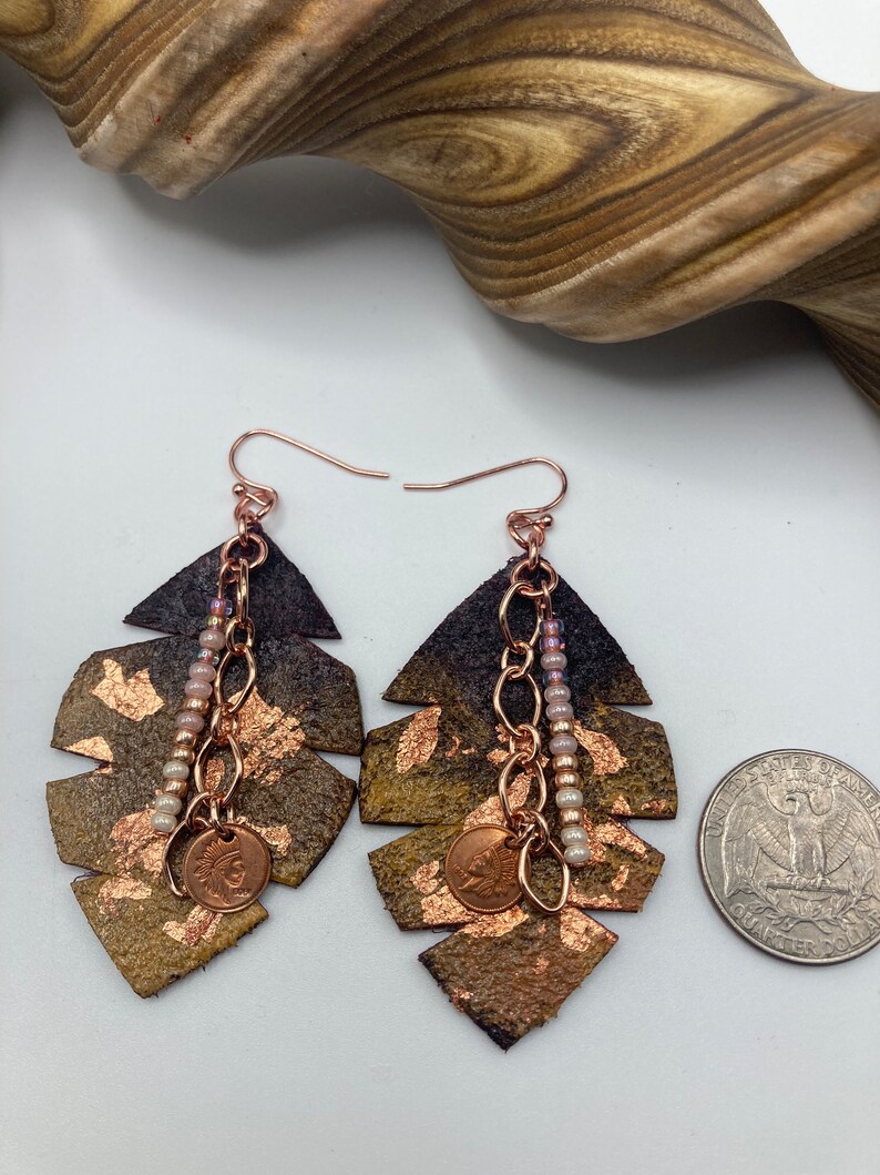 Copper Flake Earrings: Anishinaabe Native American Made image 1