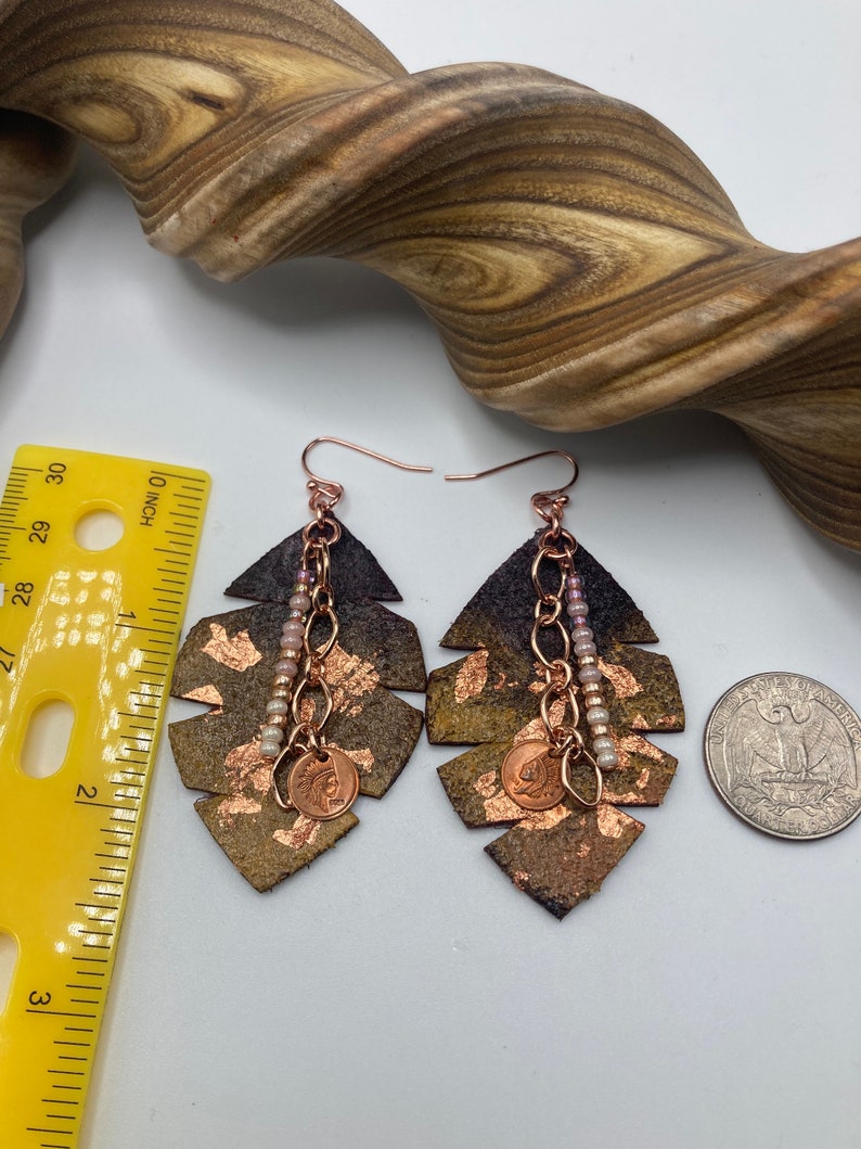 Copper Flake Earrings: Anishinaabe Native American Made image 2