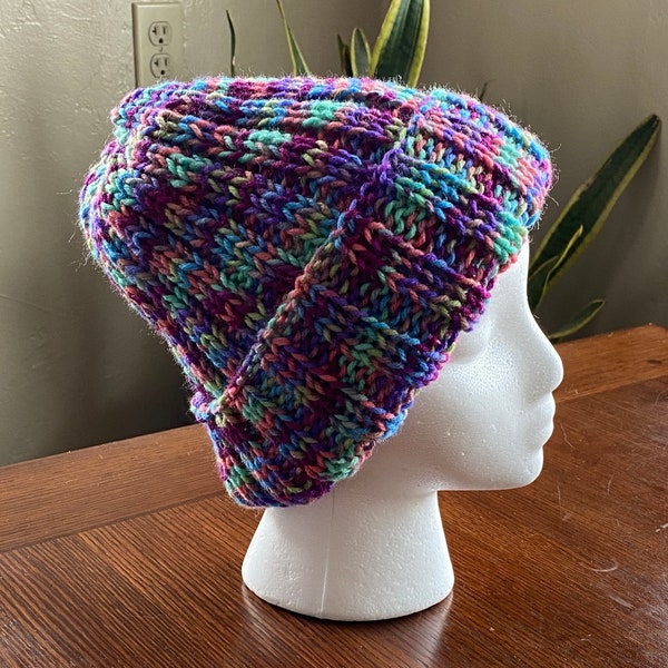 NEW Hand Knit Winter Hat  Multi Color