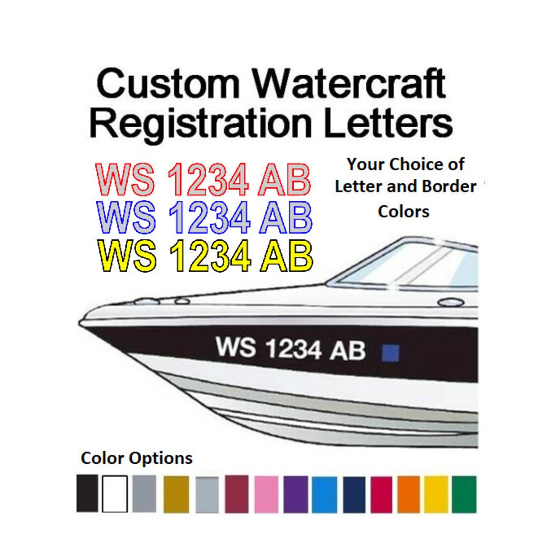 2 COLOR Set of 2 Boat Registration Numbers 3 Vinyl Etsy