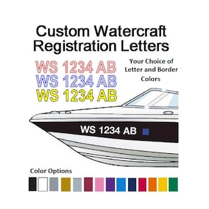 2 COLOR - Set of 2 - Boat Registration Numbers 3&quot; Vinyl Decals Stickers