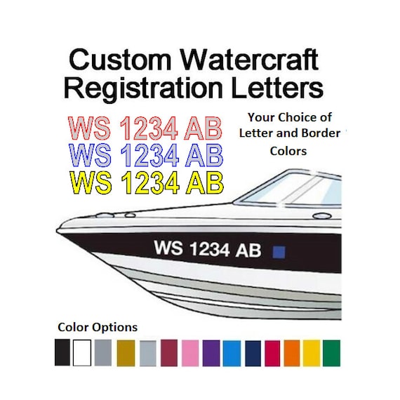 2 COLOR Set of 2 Boat Registration Numbers 3 Vinyl Etsy