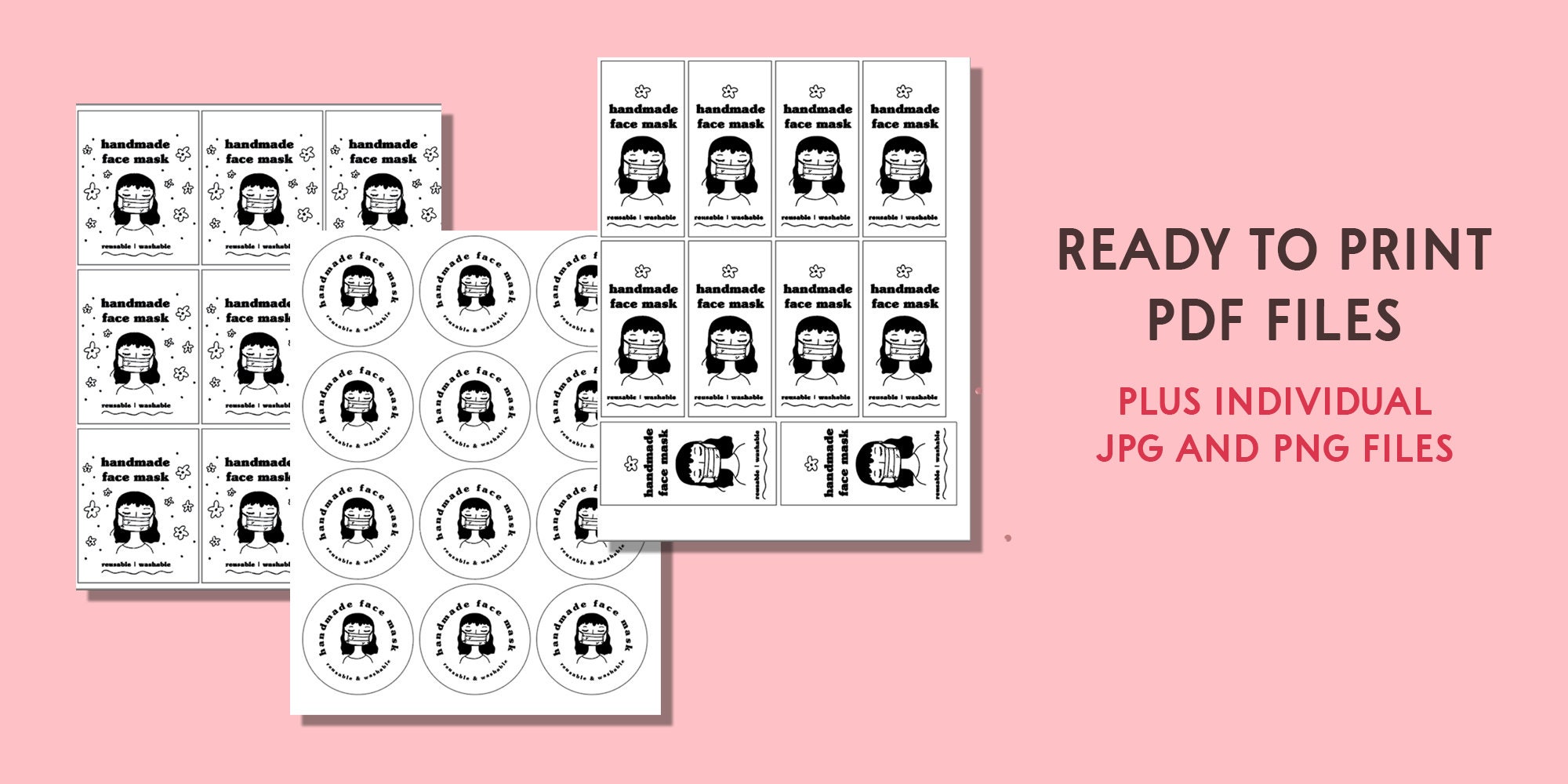 face mask labels printable face cover packaging tag labels etsy