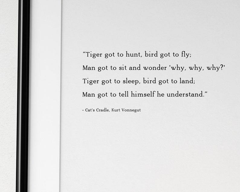 Kurt Vonnegut Quote / Cats Cradle / Classic Literature Life Etsy