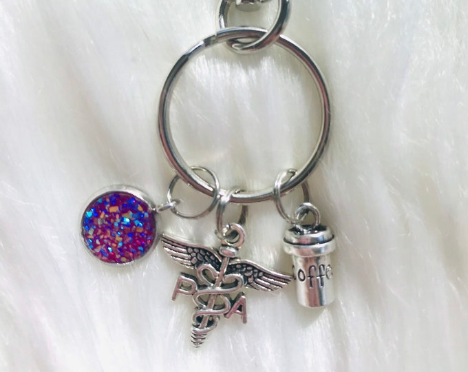 physician assistant gift PA key chain PA student gift Physician Assistant and coffee key chain PA gift physician assistant key ring