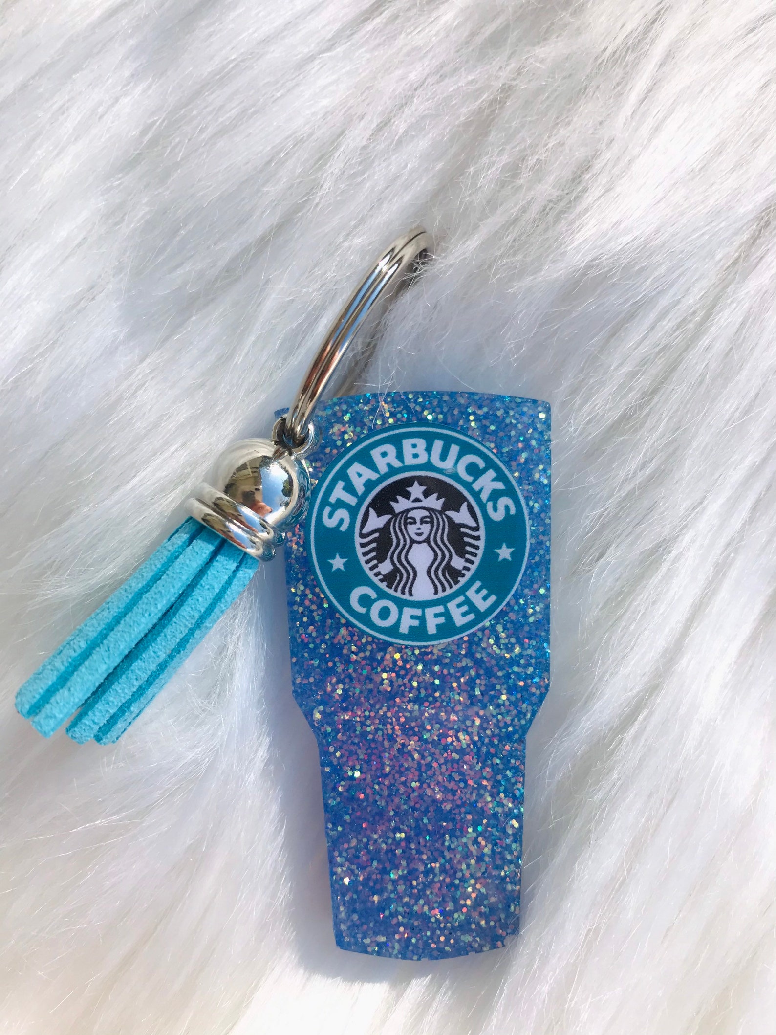 Starbucks cup glitter keychain Blue coffee lover gift gift Etsy