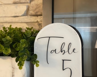 acrylic wedding table numbers | table numbers | modern wedding sign | arch curved acrylic table numbers | wedding table numbers |