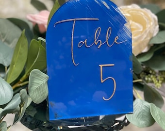 wedding table numbers | table numbers | modern wedding sign | arch curved acrylic table numbers | wedding table numbers | handmade painted