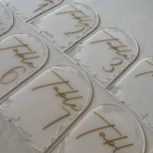wedding table numbers | acrylic painted table numbers | modern wedding sign | arch curved acrylic table numbers | custom table numbers |