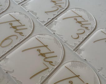 wedding table numbers | acrylic painted table numbers | modern wedding sign | arch curved acrylic table numbers | custom table numbers |