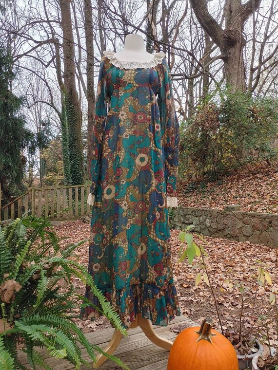 RARE GUNNE SAX Black Label Paisley Dress Prairie P