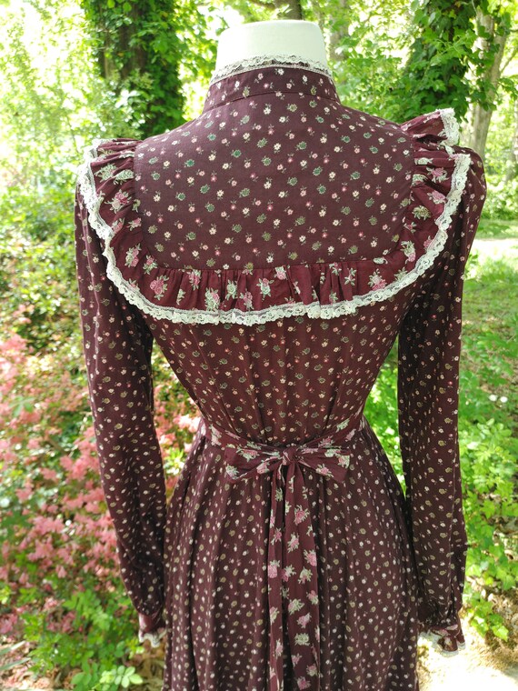 1970s Gunne Sax Rare Rose Print Prairie Midi dress me… - Gem