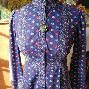 1970s Flower Power Gunne Sax Style Midi Dress vintage boho cottagecore psychedelic