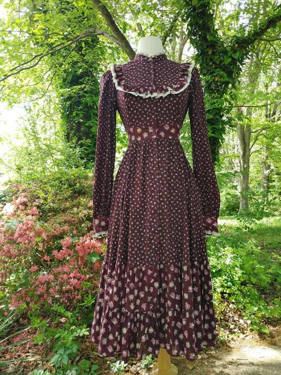 1970s Gunne Sax Rare Rose Print Prairie Midi dress me… - Gem