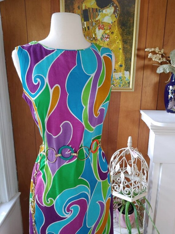 70's Psychedelic Hawaiian Jumpsuit Belted and Wide Legged by Kamehameha
