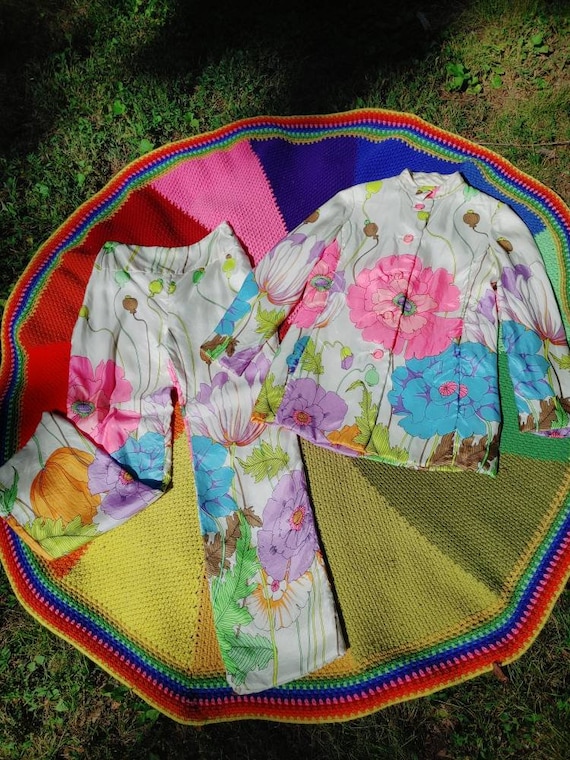 Rare 1960s 1970s I. Magnin Flower Power Jacket and