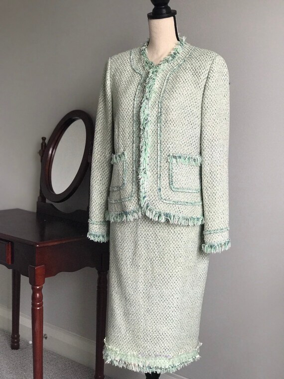 1980's Mint Green Albert Nipon Skirt Suit