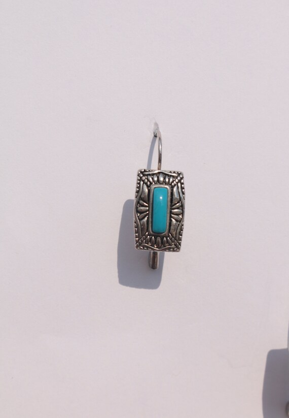 Turquoise and Silver Dangle Earrings 1990's - image 5