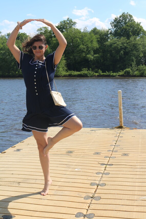 1980's Blue Sailor Romper