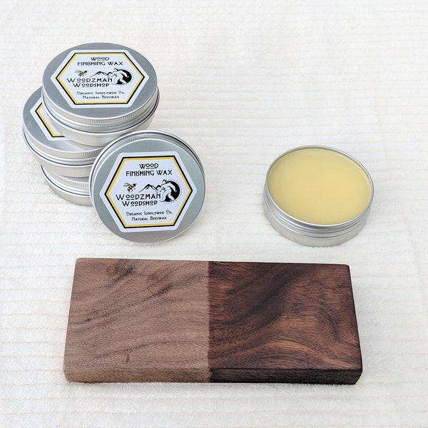Organic Beeswax Wood Wax Finish - natural finishing oil, wood wax, wood oil, refinishing, scent free, food grade, Woodzman Woodshop