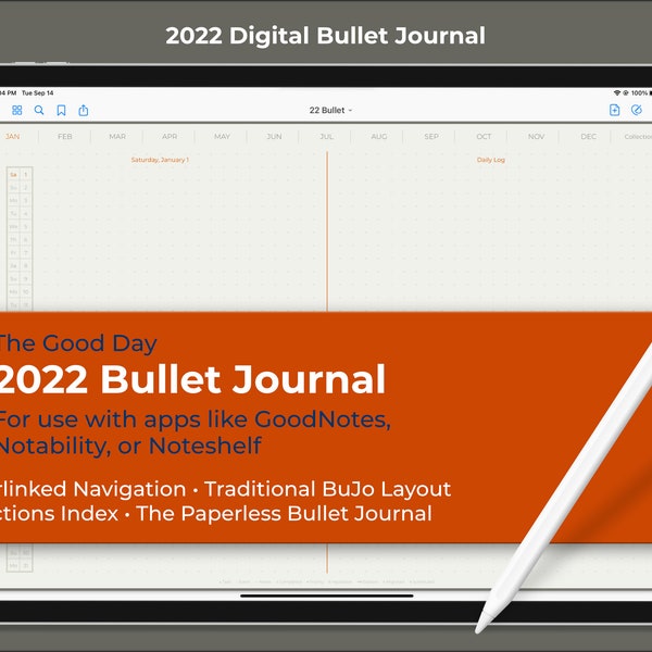 2022 Bullet Journal Digital BuJo | iPad w/ GoodNotes, Notability or Noteshelf