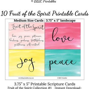 10 Obst des Geistes Druckbare Schriftkarten -Galatians 5- Kollektion #1- INSTANT DOWNLOAD, 3,75x5 Medium Set von 10 Bibelverskarten