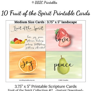 10 Frucht des Geistes Druckbare Schriftkarten -Galater 5- C2- INSTANT DOWNLOAD, 3,75x5 Medium Set von 10 Galatians Bibelverskarten
