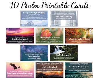 10 Psalm Verses Printable Scripture Cards -Psalm Collection #1- INSTANT DOWNLOAD, 2x3.5 Encouraging Psalm Bible Verse Cards, Set of 10 Cards