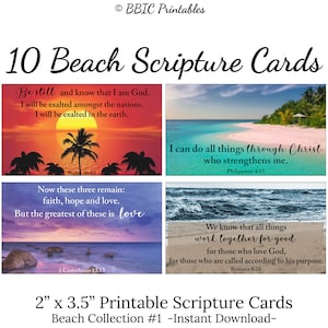 10 Cartões de Escrituras para Imprimir na Praia -#C1- DOWNLOAD INSTANTÂNEO, Diversos Cartões de Versículos Bíblicos de Cenas de Natureza, Oceano e Praia, Mini Cartões de Versículos Bíblicos Encorajadores para Imprimir