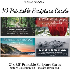 10 Mini Nature Printable Scripture Cards -Nature Collection #2- INSTANT DOWNLOAD, 2x3.5 Printable Bible Verse Cards, Set of 10 Nature Cards