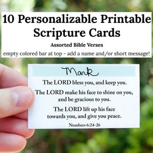 10 personalisierbare druckbare Schriftkarten - Personalisierte Sammlung # 2 - INSTANT DOWNLOAD, 2 x 3,5 Name oder Kurznachricht hinzufügen Bibelverse Karte