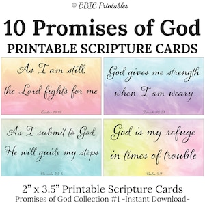 10 Versprechen Gottes Karten - C1- SOFORTIGER DOWNLOAD, Aquarell Versprechen Gottes Ermutigende Bibel Schriftkarten Set von 10 mit Schriftstelle Ref.