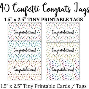 Tiny Confetti Congratulations Tags- DIGITAL DOWNLOAD, Small Printable Multicolor Confetti Congrats Celebration Graduation Label Gift Tag JPG