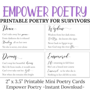 EMPOWER Poesie Karten -C1- Sofortiger Download, Missbrauch in der Häuslichen Gewalt Wiederaufnahme Lila Bewusstsein Erhebende Selbstermächtigung Karten für Frauen jpg