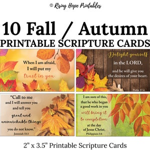 10 cartes bibliques imprimables automne automne - C2 - TÉLÉCHARGEMENT IMMÉDIAT, automne automne feuilles changeantes illustration verset biblique mini carte imprimable