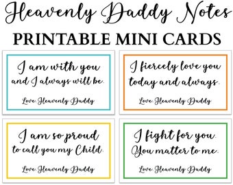 Heavenly Daddy Notes Mini Tarjetas Imprimibles -C1- DESCARGA INSTANTE, Alentando Notas Cristianas Inspiradoras de Dios a Mí Mini Tarjetas Imprimibles