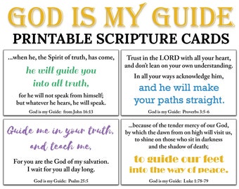 10 Dios es mi guía Tarjetas de Escrituras imprimibles -C1- DESCARGA INSTANTE, Dios es mi guía y líder Versículos bíblicos aliento DIY Mini Impresión Jpg