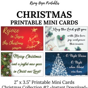 Cartões de inspiração de Natal -C2- DOWNLOAD INSTANTÂNEO, Mini cartões para impressão de inspiração de Natal - Etiquetas de saco de presente de Natal Inserção de cartão de Natal