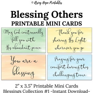 Bless Others Printable Mini Cards -C1- INSTANT DOWNLOAD, Encourage Bless Thank Prayer Christian Watercolor Mini Cards - Assorted Christian