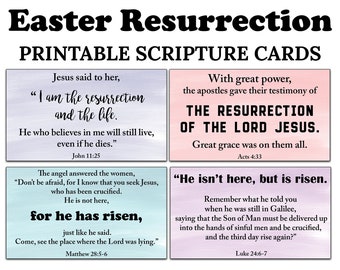 Tarjetas de las Escrituras de la Resurrección de Pascua -C1- DESCARGA INSTANTE, Cristo ha Resucitado Pascua Resurrección Domingo Versículo Bíblico Tarjetas Imprimibles JPG Pdf