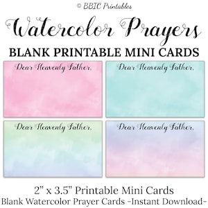 20 cartes de prière aquarelles - TÉLÉCHARGEMENT NUMÉRIQUE, mini cartes de prière numériques imprimables aquarelle vierges