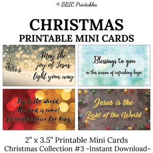Mini cartões de NATAL -C3- DOWNLOAD INSTANTÂNEO, Mini cartões para impressão de alegria de inspiração de Natal - Etiquetas de saco de presente de Natal Inserção de cartão de Natal