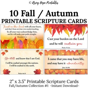 10 cartes bibliques imprimables automne automne - C1 - TÉLÉCHARGEMENT IMMÉDIAT, feuille d'automne automne illustration versets bibliques mini carte imprimable art lot de 10