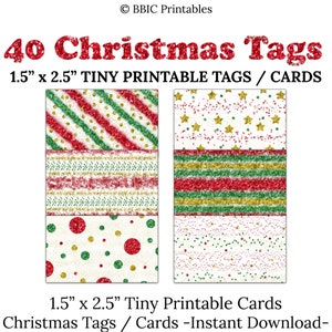 40 kleine lege kersttags - DIGITALE DOWNLOAD, kleine rode groene gouden kerstcadeau tas tag kaart inzetstukken afdrukbare digitale print JPG pdf