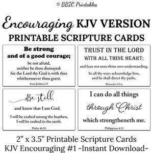 10 KJV incentivando cartões de escrituras para impressão -C1- DOWNLOAD instantâneo, versículo simples da Bíblia DIY conjunto de impressão de 10 Seja forte, confie no Senhor, fique quieto