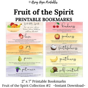 20 Fruit of the Spirit Printable Bookmarks -Galatians 5:22-23- C2- INSTANT DOWNLOAD, 2x7 Set of 20 Bible Verse Christian Scripture Bookmarks