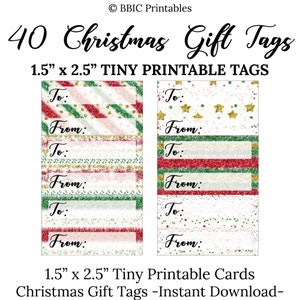 40 pequenas etiquetas para presentes de Natal - DOWNLOAD DIGITAL, pequenas minúsculas vermelhas verdes douradas para impressão de etiquetas de Natal com nome e etiquetas para presentes imprime JPG Pdf Digital