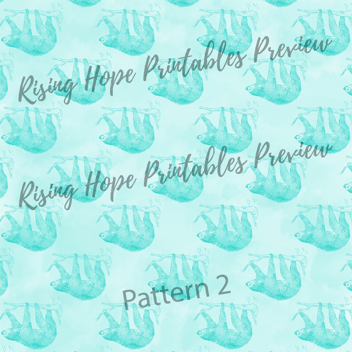 Sloth Digital Paper Watercolor Sloth Digital Paper- INSTANT DOWNLOAD, 12x12 15 Colors ...